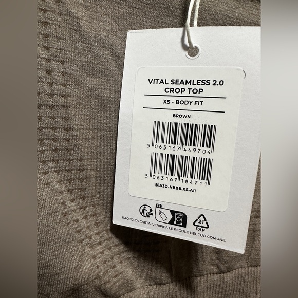 NWT Gymshark VITAL SEAMLESS 2.0 LONG SLEEVE CROP TOP-Brown - Picture 6 of 10